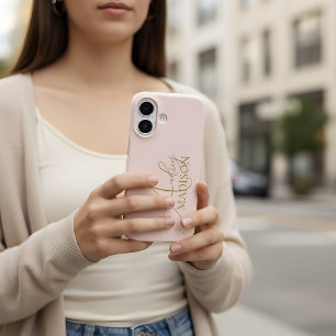 Coque Pour iPhone 16 Nom Serif Script Rose