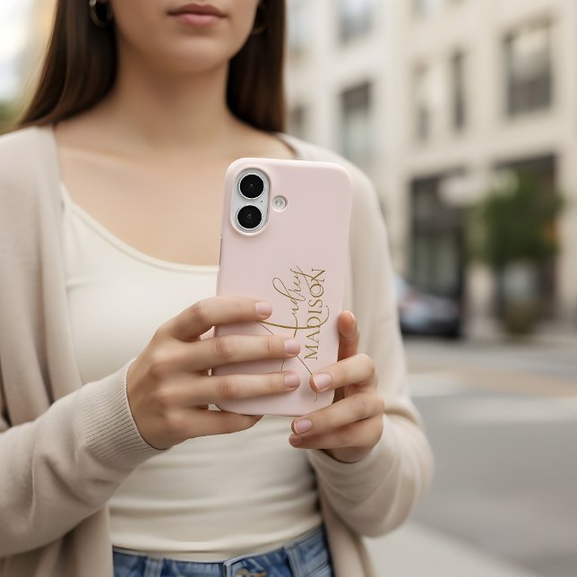 Coques Case-Mate iPhone Nom Serif Script Rose (Créateur téléchargé)