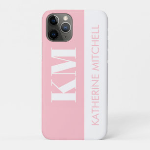 Case-Mate iPhone Case Nom simple et initiales rose et blanc