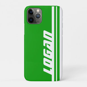 Coque Case-Mate iPhone Nom sports à rayures vert et blanc
