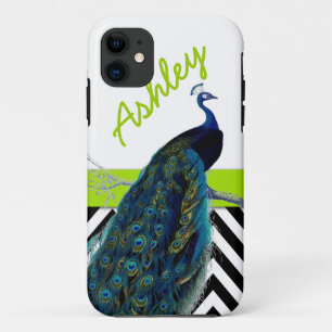 Coque Case-Mate iPhone Nom vintage de vert de chaux de Chevron de noir de
