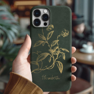 Coque Pour iPhone 16 Nom vintage en or vert foncé