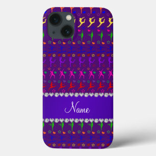 Etui iPhone 13 Nom violet arc-en-ciel gymnastique coeurs étoiles