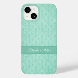 Coque Case-Mate iPhone Nommé Fleur de Lis damask menthe vert