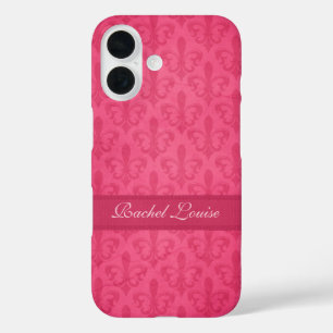 Coque Pour iPhone 16 Nommé Fleur de Lis damask rose