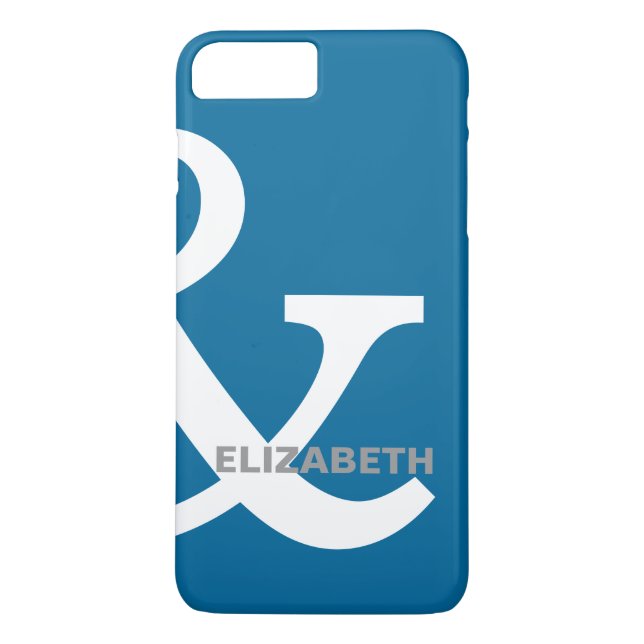 Coques Case-Mate iPhone Noms d'amants à l'esperluette Bleu Blanc Correspon (Dos)