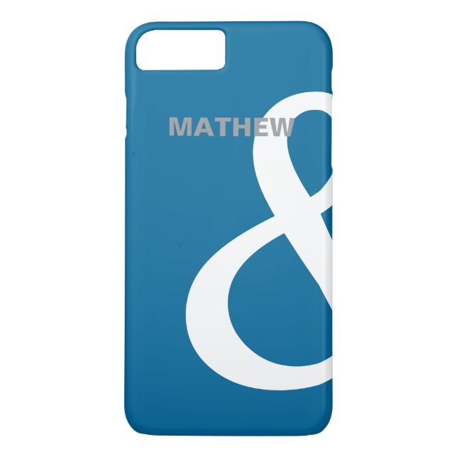 Coques Case-Mate iPhone Noms d'amants à l'esperluette Bleu Blanc Correspon (Dos)