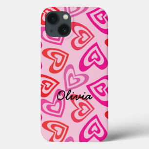 Case-Mate iPhone Case Noms de coeurs roses et rouges psychédéliques