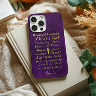 Coque Pour iPhone 15 Noms de Jésus Purple Téléphone Case