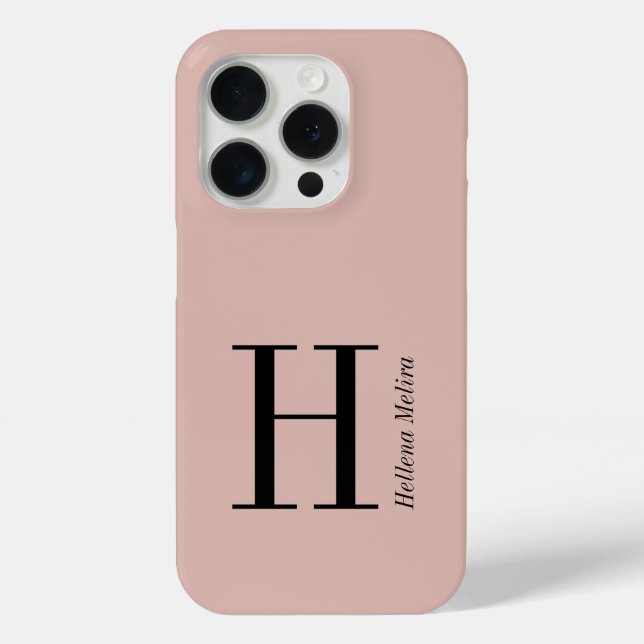 Coques Case-Mate iPhone Noms Monogramme Noir Rose Moderne (Verso)