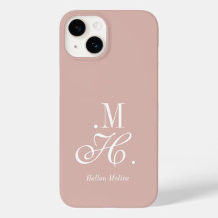 Coque Case-Mate iPhone Noms Monogrammes Modernes Rose Pâle Blanc