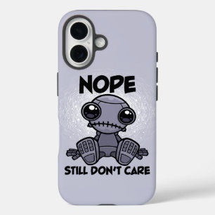 Coque Pour iPhone 16 Nope ne s'en fiche toujours pas mignon robot indif