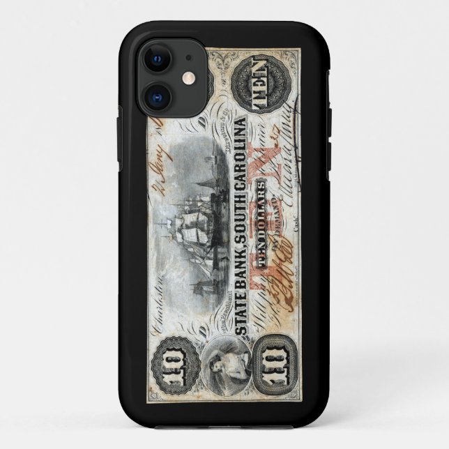 Coques Case-Mate iPhone Note de dix dollars de 1860 en Caroline du Sud (Dos)