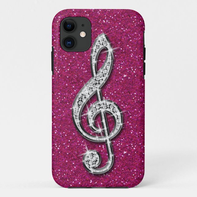 Coques Case-Mate iPhone Note de Musique Diamantée Pailletée Brillante Impr (Dos)