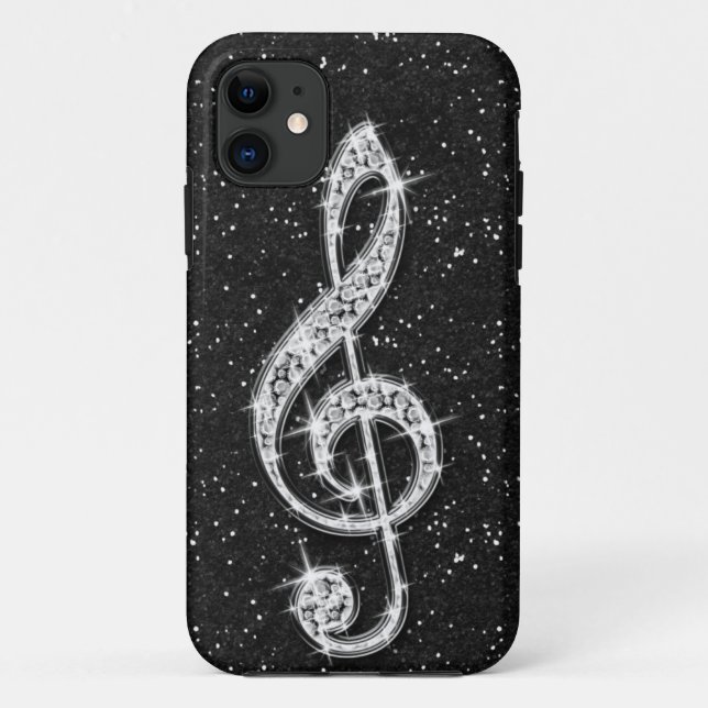 Coques Case-Mate iPhone Note de Musique Diamantée Pailletée Brillante Impr (Dos)
