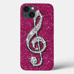 iPhone 13 Coque Note de musique en diamant pailleté brillant impri