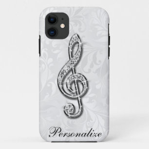 Coques Pour iPhone Note de musique en diamant personnalisée sur damas