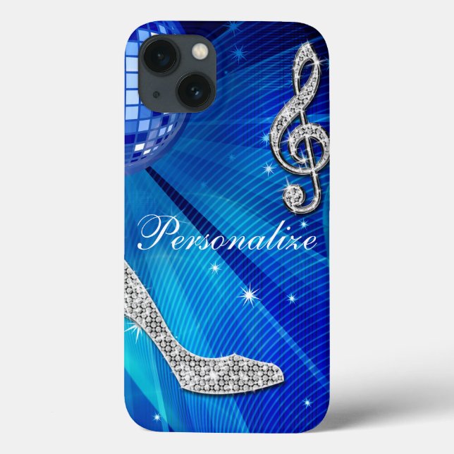 Coques Case-Mate iPhone Note de musique et talon aiguille bleu/argent scin (Verso)