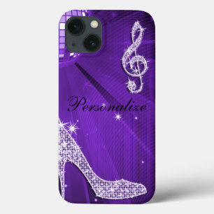 Etui iPhone 13 Note de musique et talon aiguille violet lilas sci