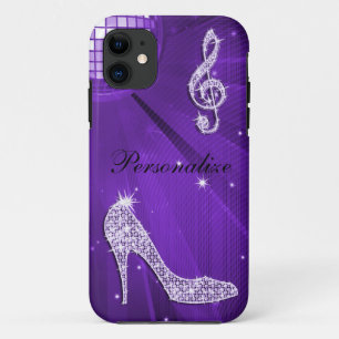 Coque Case-Mate Pour iPhone Note de musique et talon aiguille violet scintilla
