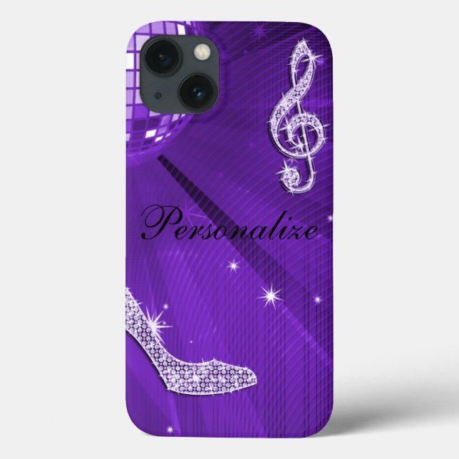 Coques Case-Mate iPhone Note de musique et talon aiguille violet scintilla (Verso)