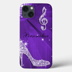 Coque Case-Mate iPhone Note de musique et talon aiguille violet scintilla