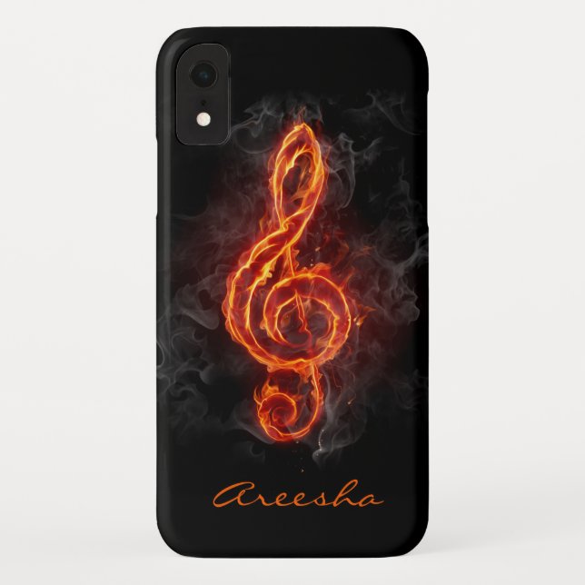 Coques Case-Mate iPhone Note de musique flambante personnalisée (Dos)