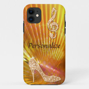 Coque Case-Mate Pour iPhone Note de musique orange scintillante et talon aigui