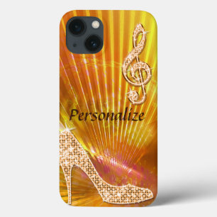 Coques Pour iPhone Note de musique orange scintillante et talon aigui