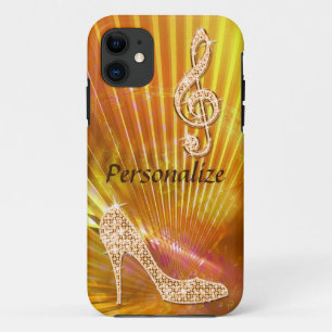 Coques Pour iPhone Note de musique orange scintillante et talon aigui