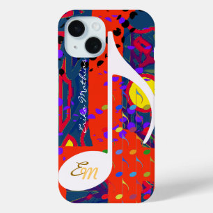 Coque Pour iPhone 15 Note de musique personnalisée colorée