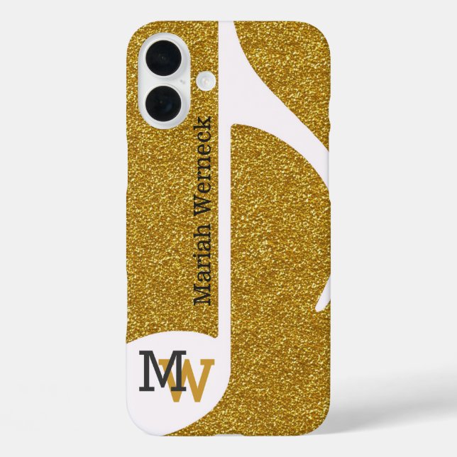 Coques Case-Mate iPhone note de musique personnalisée faux or (Verso)