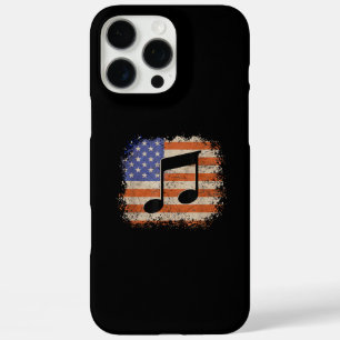 Coque iPhone 16 Pro Max Note de musique pour les hommes cadeau drapeau amé