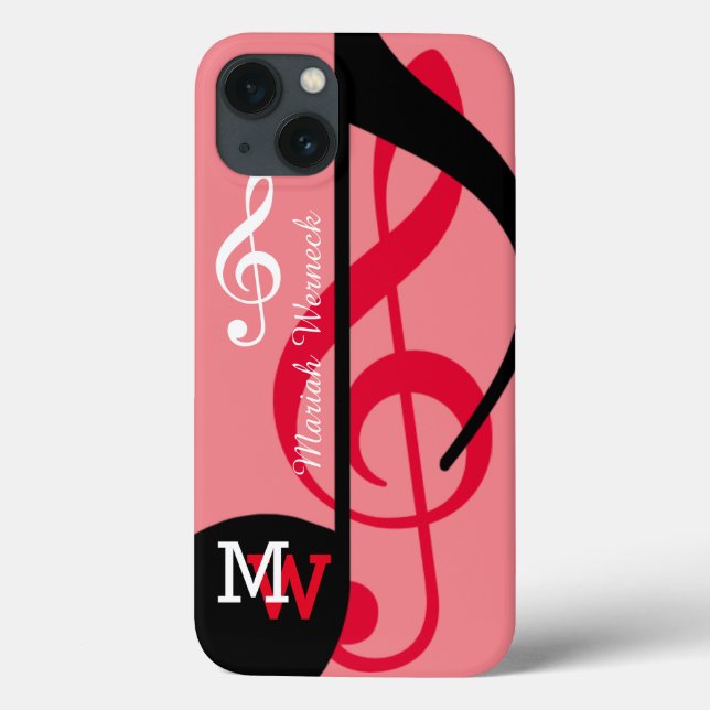 Coques Case-Mate iPhone note musicale personnalisée rose (Verso)