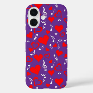 Coque Pour iPhone 16 Notes de coeur et de musique