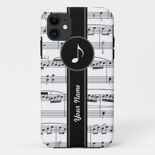 Coques Case-Mate iPhone notes de musique b&w personnalisables (Dos)