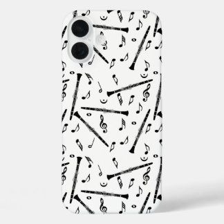 Coque Pour iPhone 16 Plus Notes de musique Black Clarinets