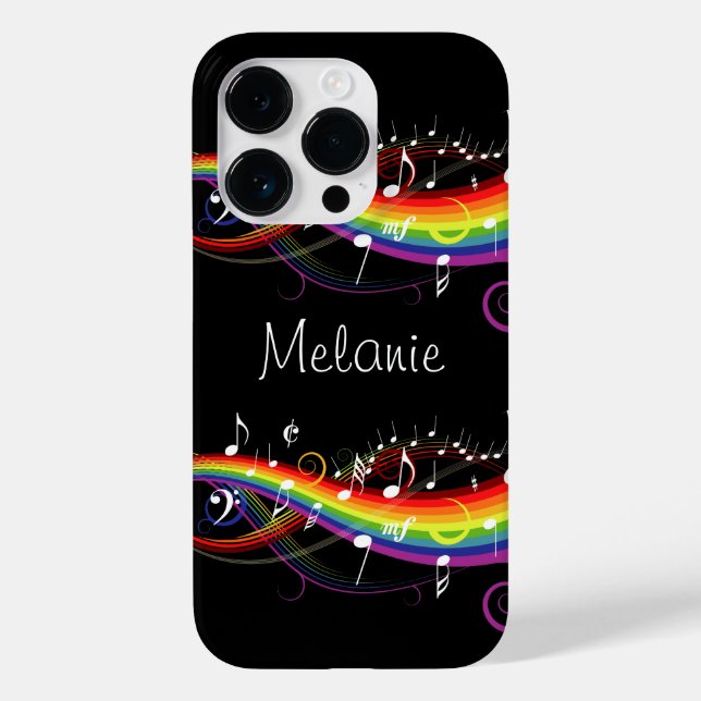 Coques Case-Mate iPhone Notes de musique blanc arc-en-ciel personnalisées  (Verso)