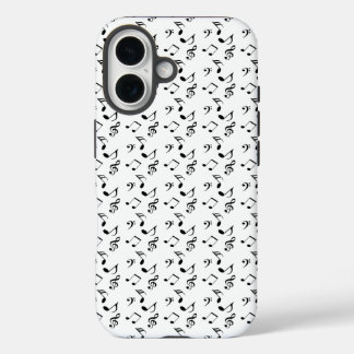 Coque Pour iPhone 16 notes de musique blanche