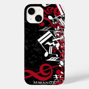 Coque Case-Mate iPhone Notes de musique brouillée gris rouge et blanc sur