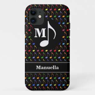 Coque iPhone 11 notes de musique couleur personnalisées sur le noi