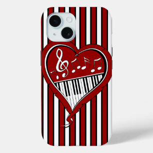 Coque Case-Mate iPhone Notes de musique de piano élégant en rouge noir et