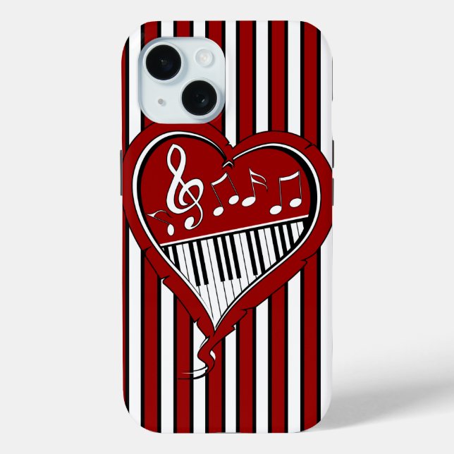 Coques Case-Mate iPhone Notes de musique de piano élégant en rouge noir et (Verso)