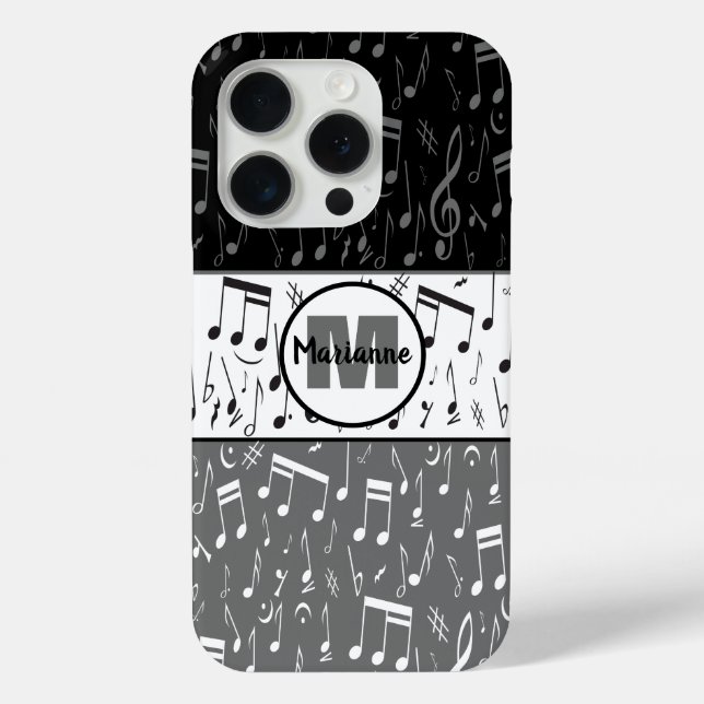 Coques Case-Mate iPhone Notes de musique en noir gris et blanc Coque-Mate  (Verso)
