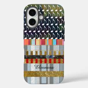 Coque Pour iPhone 16 notes de musique et rayures cool motif
