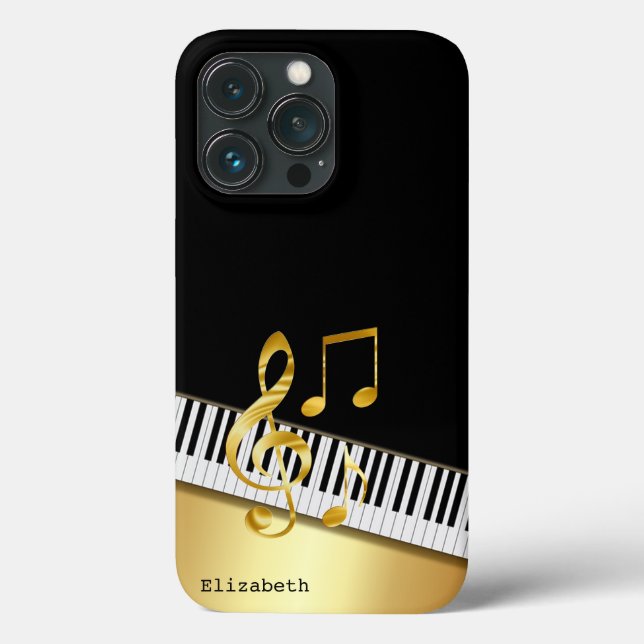 Coques Case-Mate iPhone Notes de musique moderne Black Gold, Touches de pi (Verso)