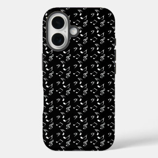 Coque Pour iPhone 16 notes de musique noire