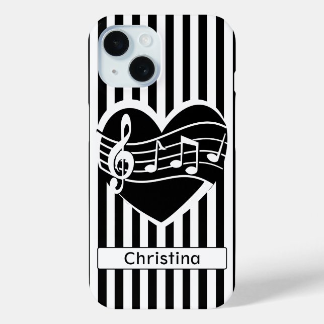 Coques Case-Mate iPhone Notes de musique noire blanche personnalisée Cardi (Verso)