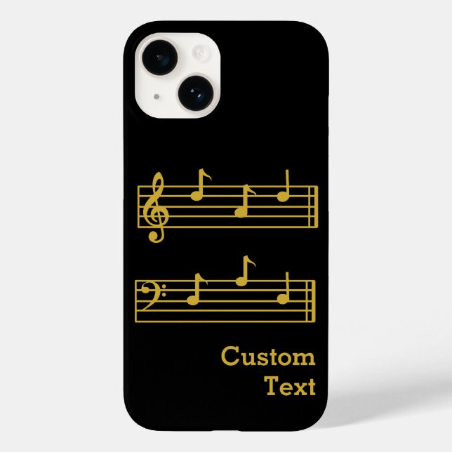 COQUES Case-Mate iPhone NOTES DE MUSIQUE NOIRE GOLD MEILLEUR BASES DE BASE (Verso)