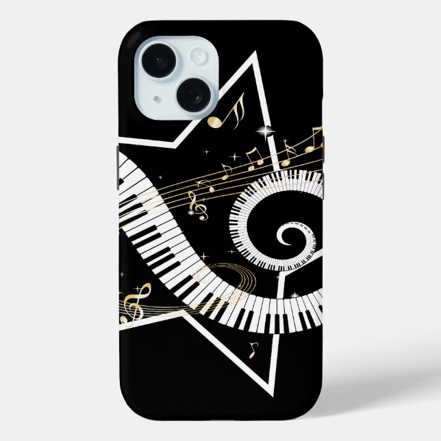 Coques Case-Mate iPhone Notes d'or de l'étoile musicale (Verso)